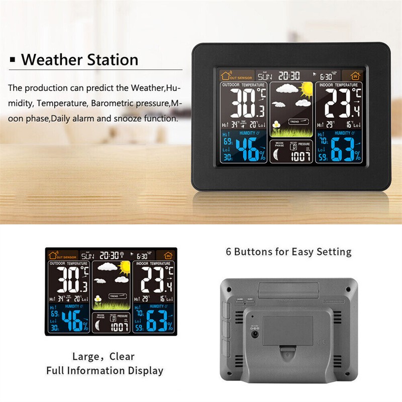 Wireless Digital LCD Indoor Outdoor Weather Station Clock Calendar Thermometer gallery