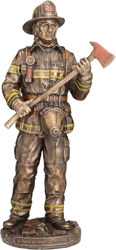 Firefighter “Be Proud, Be Brave, Be Prepared” Cold Cast Bronze Statue Figurine