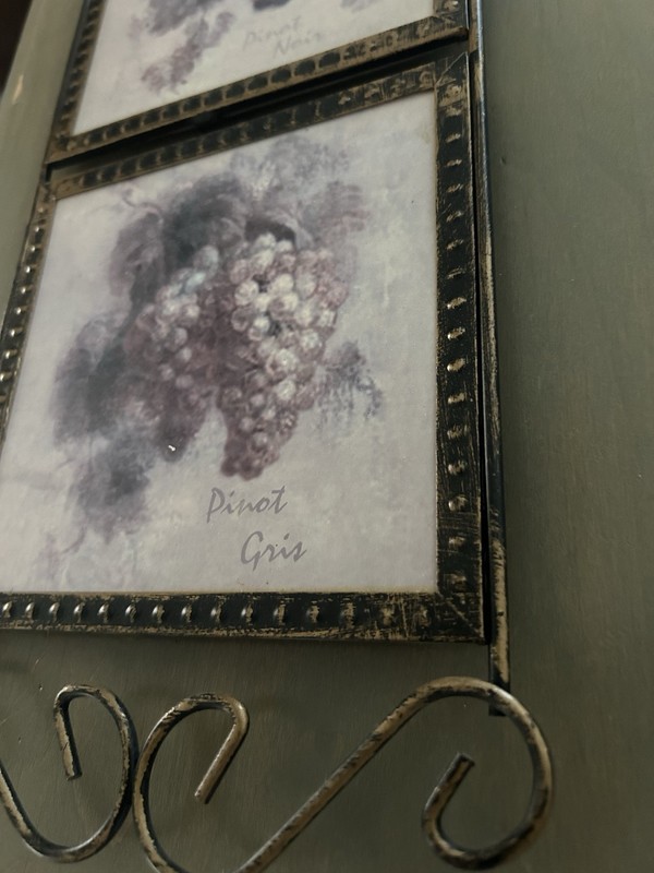 Metal Hanging Black Distressed, Wine Grapes, 6 1/2 x 23 inches gallery