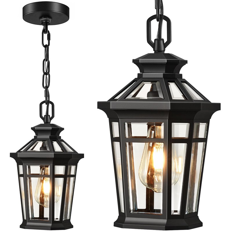 Outdoor Pendant Lights for Porch, Black Pendant Light Fixtures with Adjustabl…
