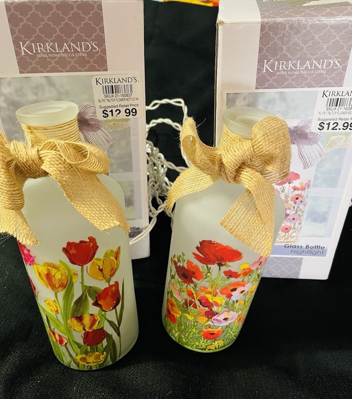 2-Frosted Glass Bottle Nightlights New In Box Never Used 8” 5ft Cord gallery