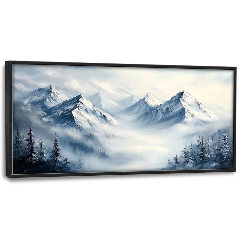 Snow Mountain Large Wall Art Framed Wall Decor for Living Room, Mountains Pic…