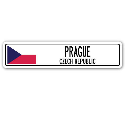 PRAGUE CZECH REPUBLIC Street Sign Czechoslovakian flag city country road gift