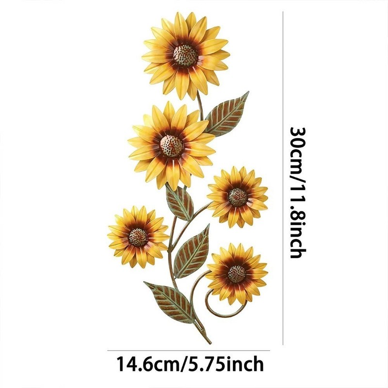Metal Sunflower Wall Decorations Garden Wall Art Outdoor Indoors Floral Decor TL gallery