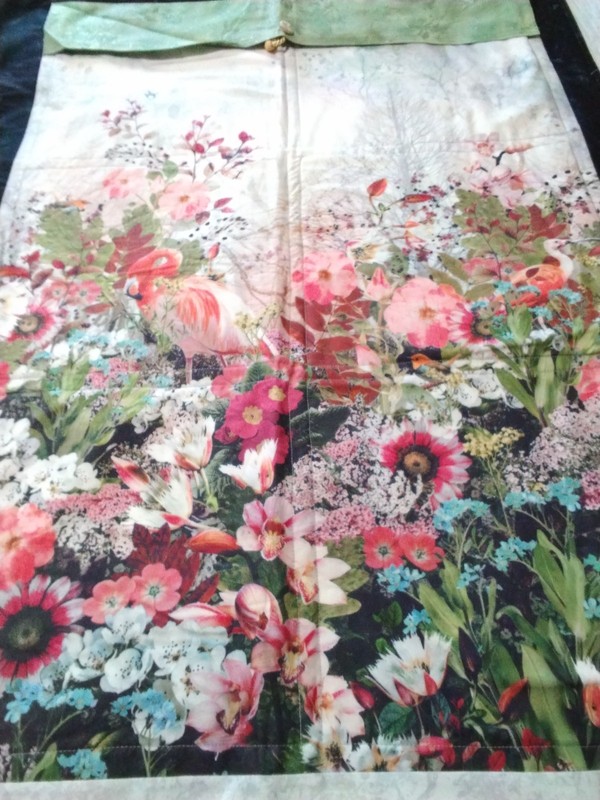 Wall Art Floral Material Hanging, 26" X 36", Lovely Piece Button & Tassel Design gallery