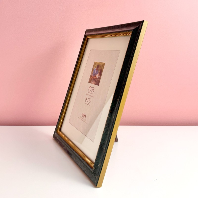 Vintage Faux Green Stone Frame with Matting for 8x10 or 5x7 Photo by Uniek gallery