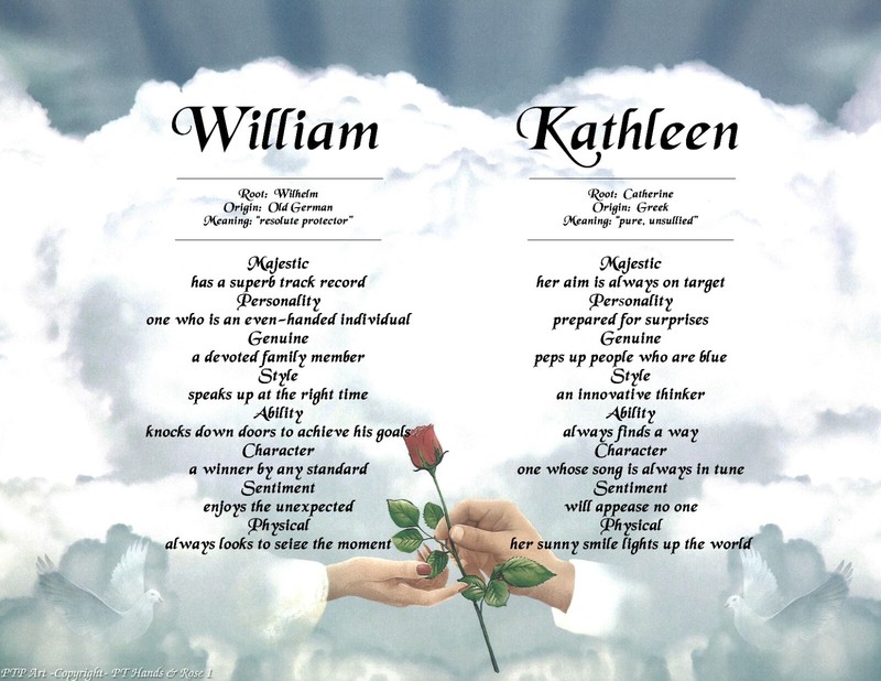 Personalized Name Meaning on Wedding/Engagement Background (More Choices)