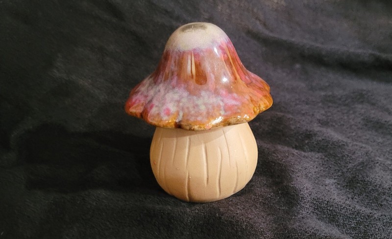 PRICE CUT-Ceramic Mushroom -Fall Table Decor – Glazed Brown 3 1/2 in tall