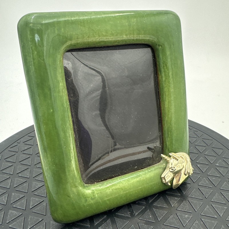 Vintage Kitschy Small Green Rounded Corners Free Standing Picture Frame Unicom