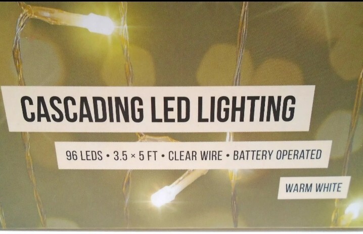 Merkury Innovations Cascading LED Lights Warm White 96 LEDS 3.5 X 5FT Clear Wire gallery