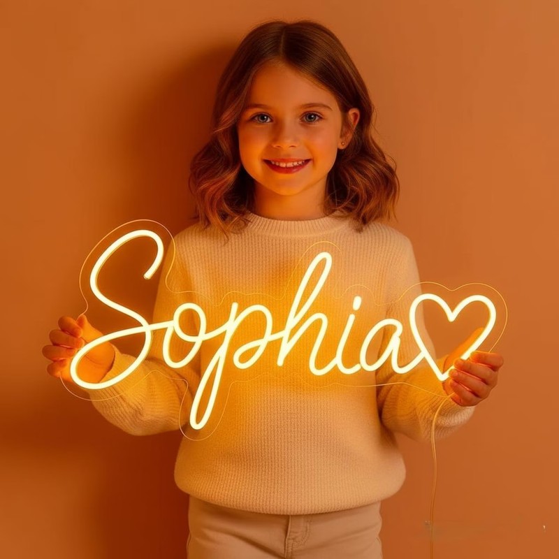 Custom Name Neon Sign for Kids Room Decor, Personalized Neon Light With Heart