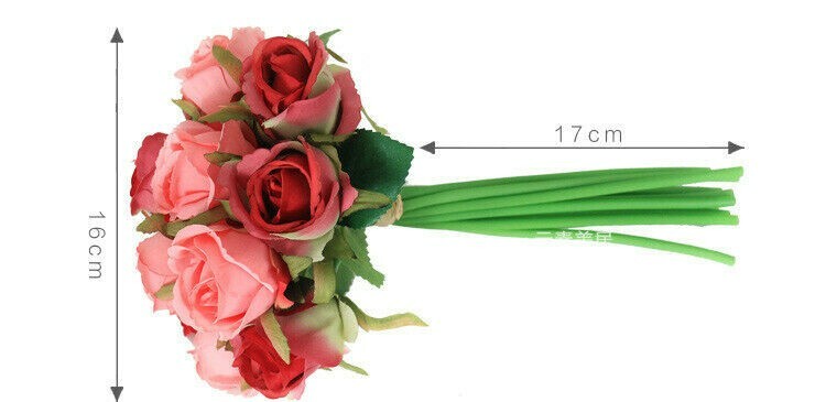12 Head Silk Rose Fake Flower Wedding Bouquet Home Decor Party Decoration gallery