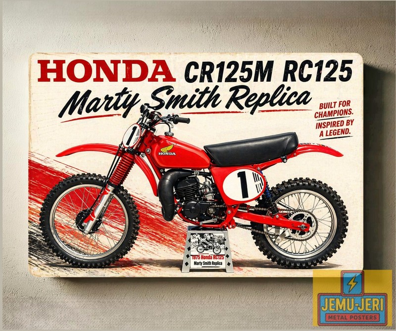 Honda CR125M RC125 Marty Smith Replica Motorcycle Metal Poster 30x20cm Sign