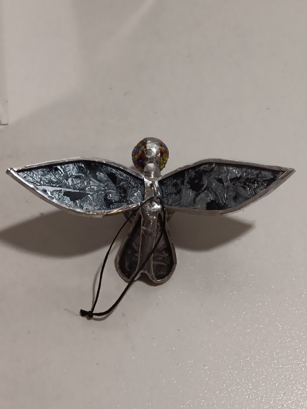 UNIQUE Handcrafted Metal Stained Glass Hummingbird Suncatcher Ornament 3"in gallery