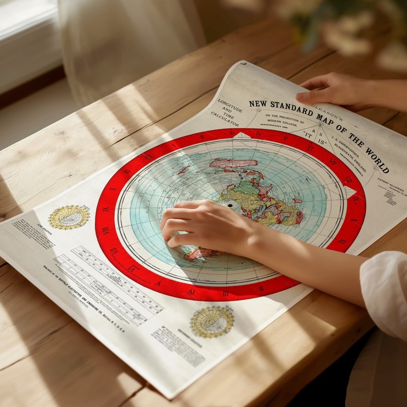 1892 Flat Earth Map - Alexander Gleason's New Standard Map the World Globe Model gallery