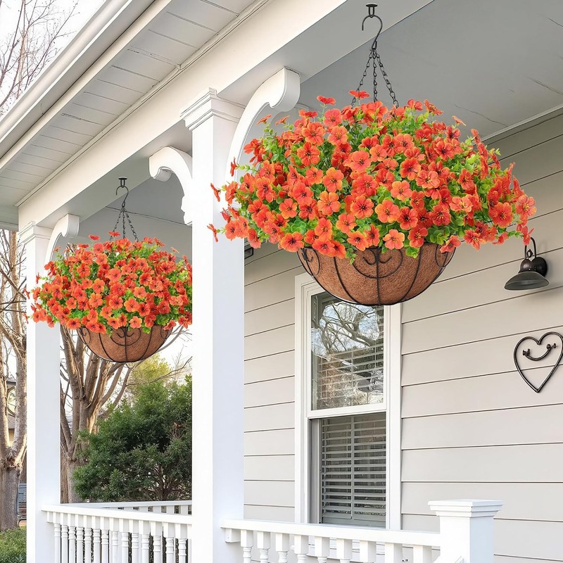 Artificial Fake Hanging Plants Flowers Basket Outdoors Summer Autumn Decor, gallery