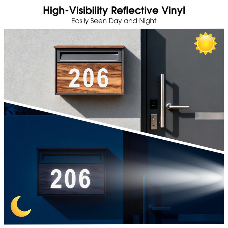Lacasa 50 PCS 3 Inch Reflective Mailbox Numbers for Outside, 5 Sets Self Adhe... gallery