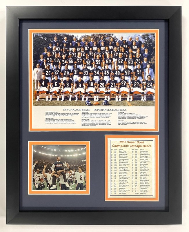 Legends Never Die Chicago Bears 1985 Super Bowl Champions 14″L x 11″W, Black
