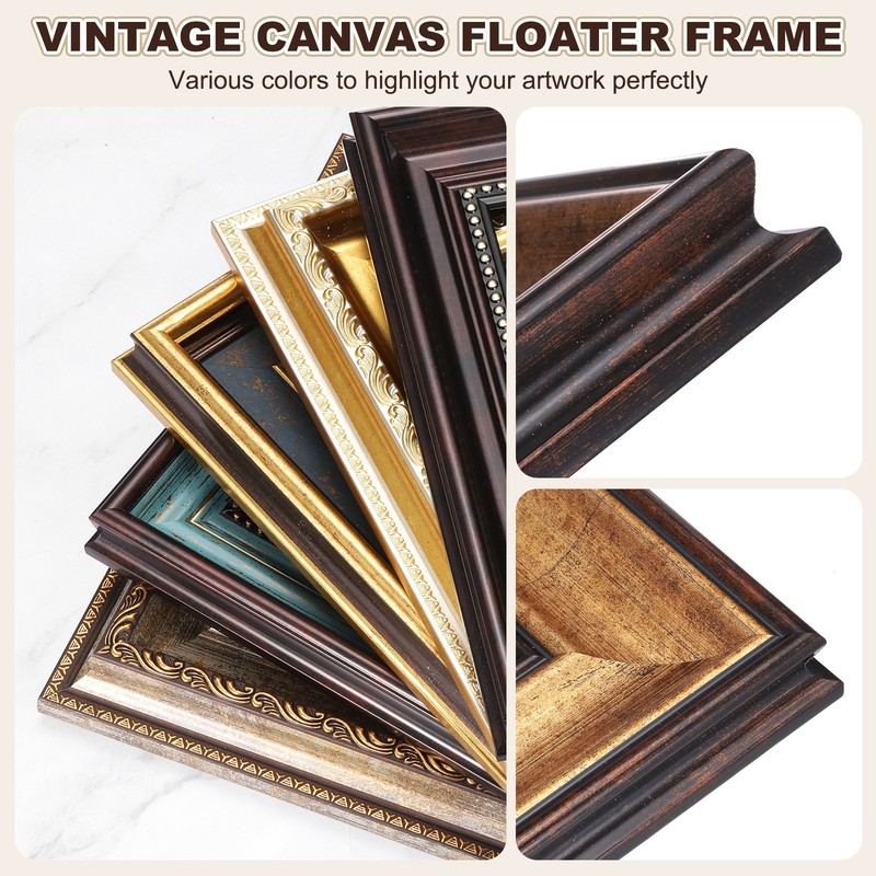 Frame for Canvas Painting, 10x10" Resin Canvas Floater Frames, Gold/Brown gallery