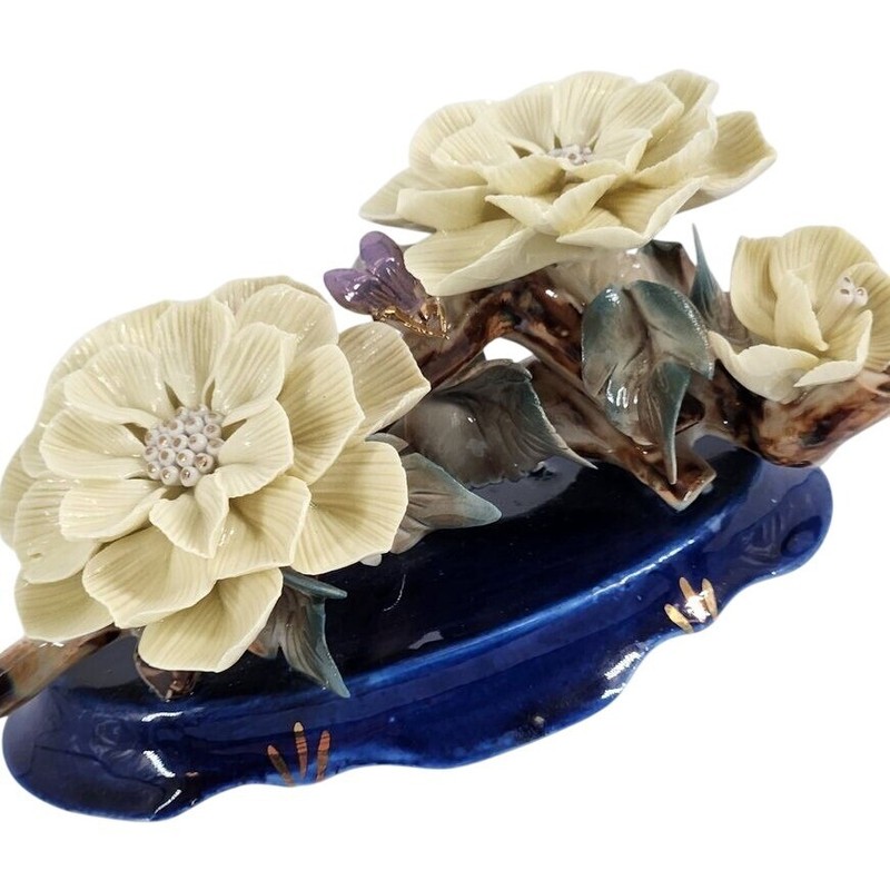 Apulum Lucru Manual Porcelain Garden Figurine Dahlia Flowers Insect Romania