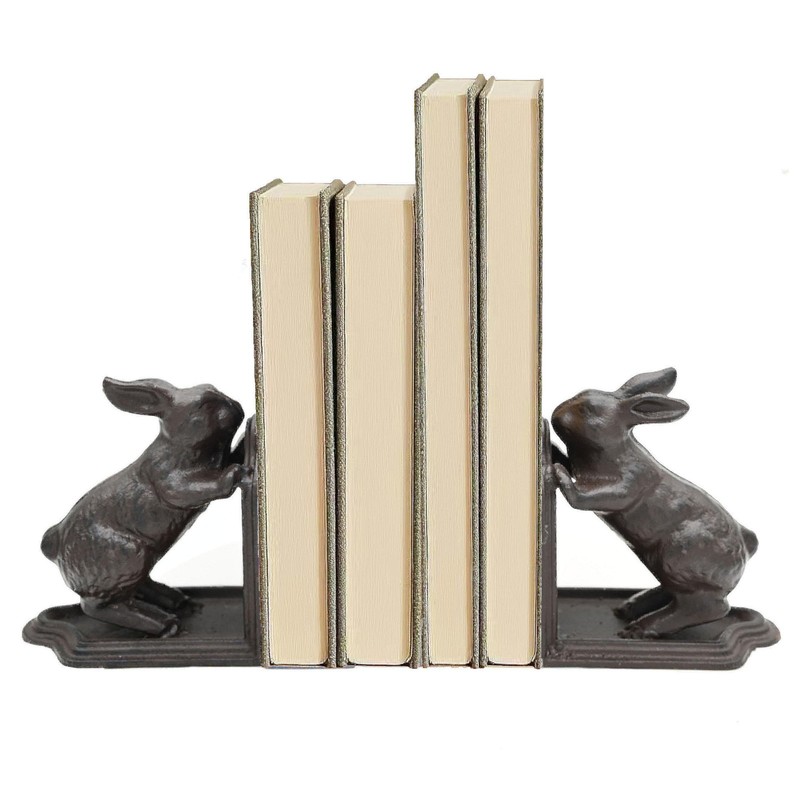 Remenna Decorative Book Ends Cast Iron Cute Bunny Bookends,Vintage Rabbit