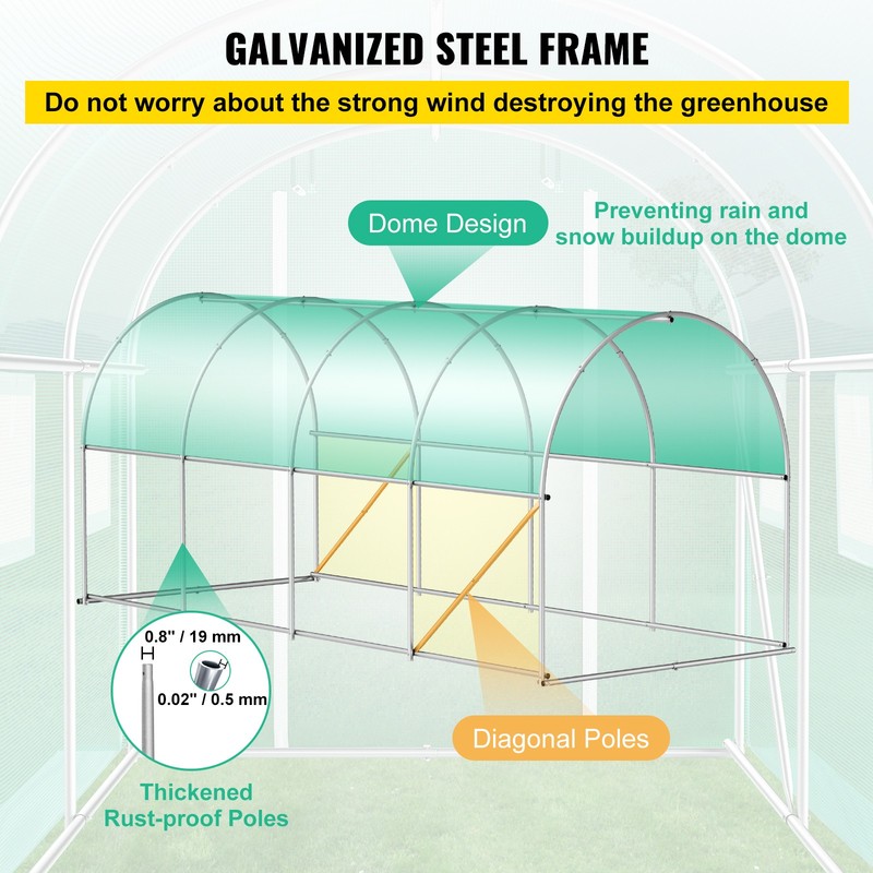 VEVOR Walk-in Tunnel Greenhouse, 15 X 7 X 7 Ft Portable Plant Hot House W Galvan gallery