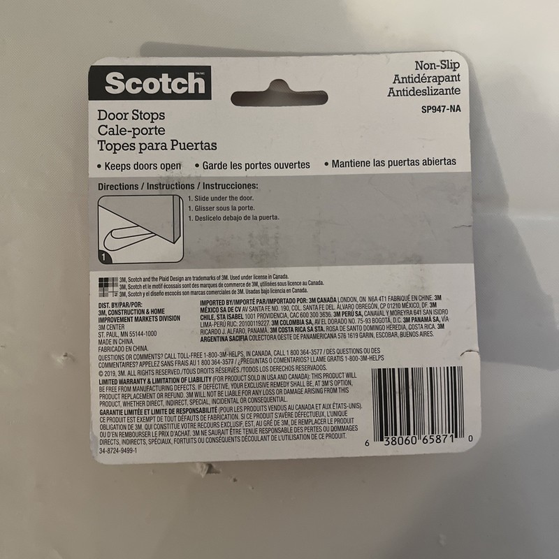 Scotch Clear Non-Slip Door Stops – 2-Pack Rubber Door Stoppers New Sealed gallery