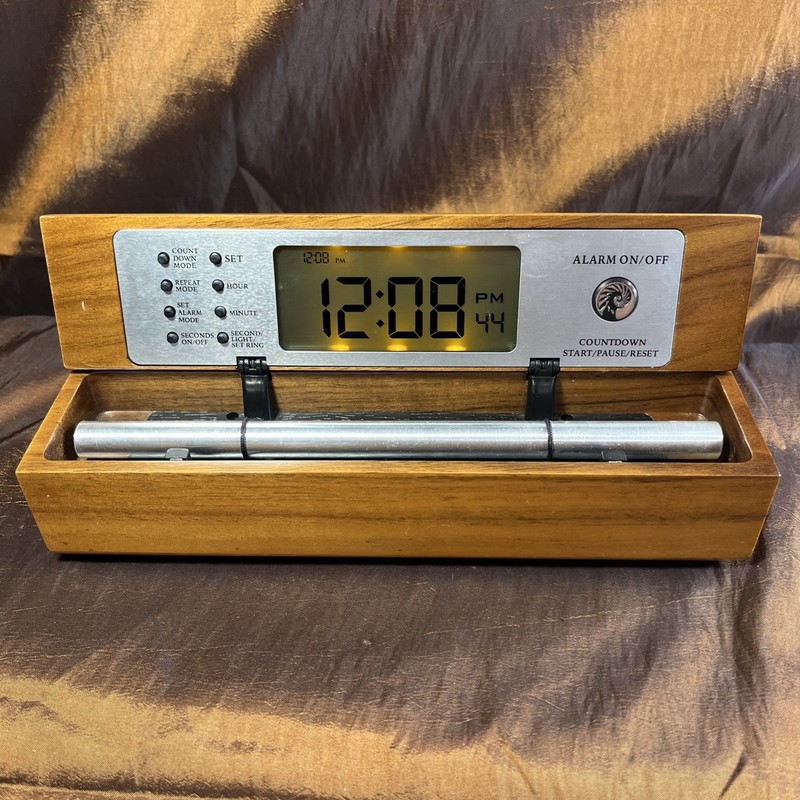 Now & Zen Digital Chime Alarm Clock 2002 Wooden Case~Tested~ Loud Chime Only