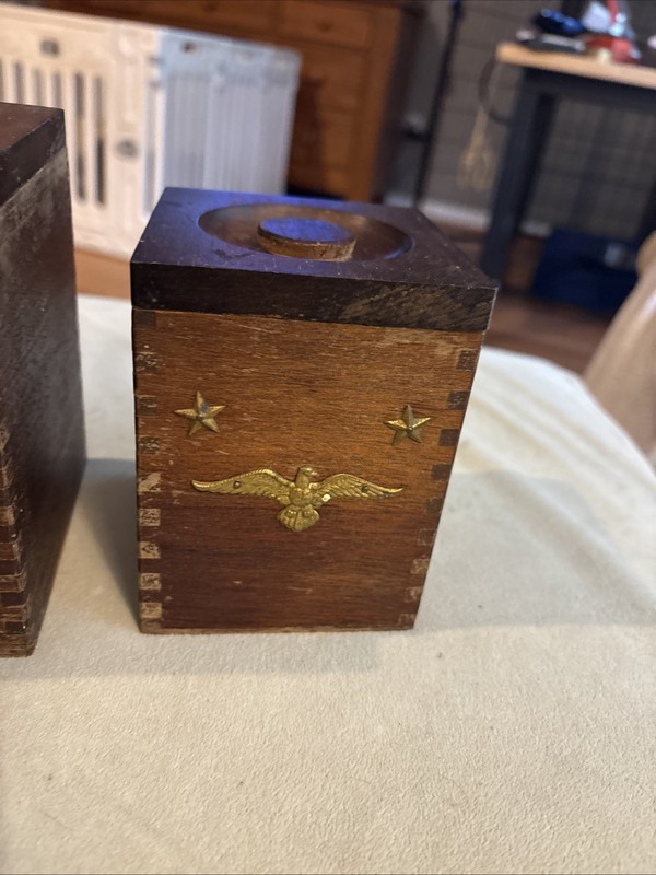 Wood Nesting Storage Boxes Americana Eagle Decor Set of 4 Missing Large Lid gallery