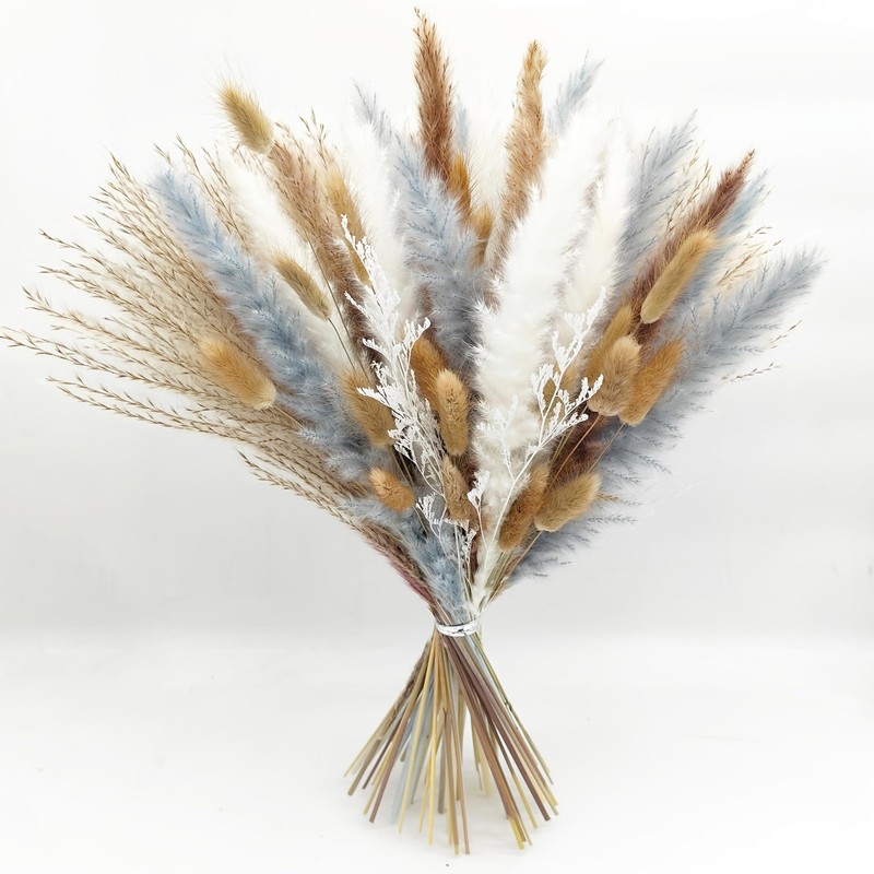 Natural Dried Flower Bouquet – 17″ Boho Style Mixed Pampas Grass