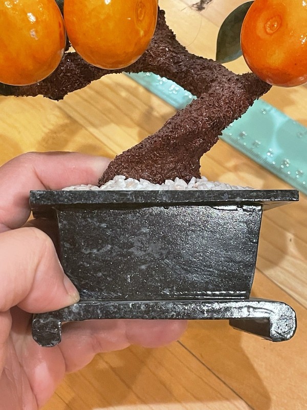 Vintage/antique Beautiful jade and Stone hand carved Orange tree rare to find gallery