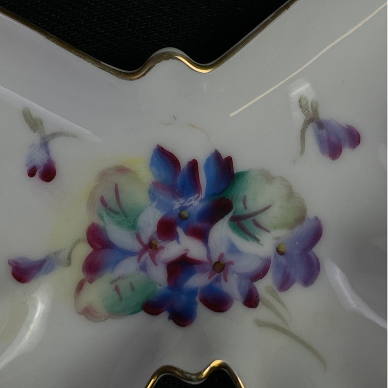 Vintage Porcelain Butterfly Trinket Dishes Set 3 Floral Gold Trim Japan Vanity gallery