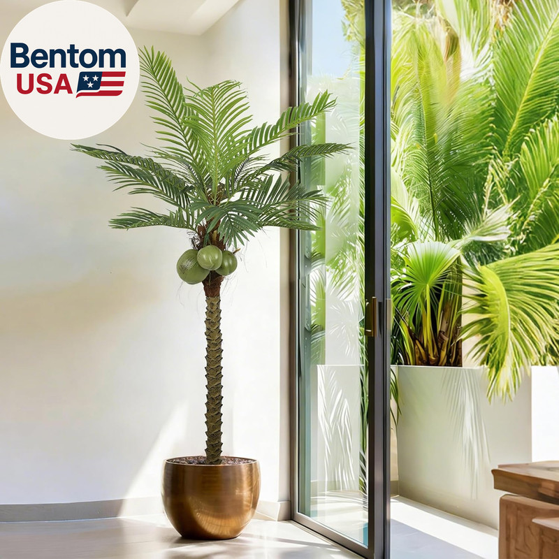 Artificial Phoenix Palm Tree 6.5FT Tall Large Faux Coconut Trees with Realistic gallery