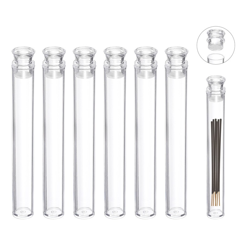 6Pcs Acrylic Incense Pipes 5.08×0.63 Inch with Clear Lid