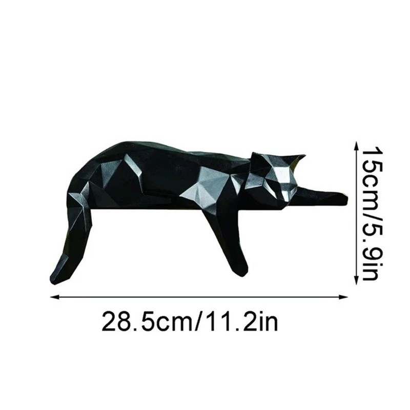 House of Avana Geometric Black Resin Lying Cat Figurine gallery