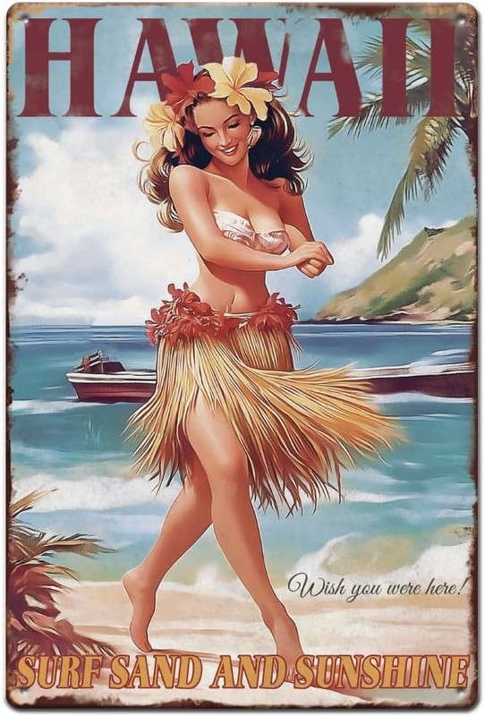 Motorcycle Lady Metal Tin Signs Pinup Girl Vintage Plaque Wall Art 8×12