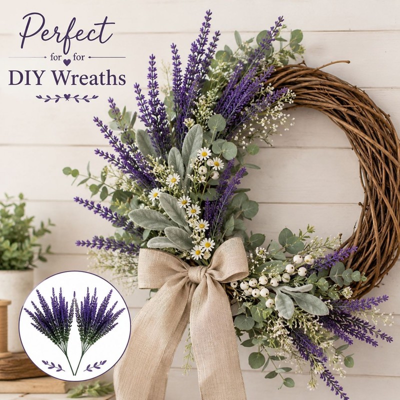 Purple Faux Lavender Stems Artificial Salvia Flowers Faux Greenery Picks French gallery