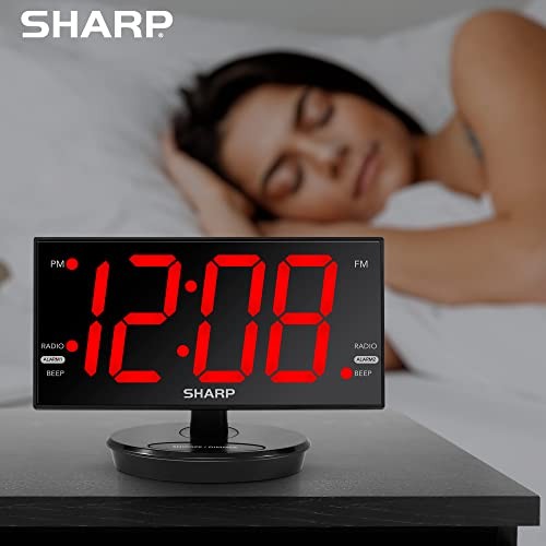 SHARP Digital Alarm Clock, 8.9" Extra Large LED Clock with Tilt and Swivel gallery