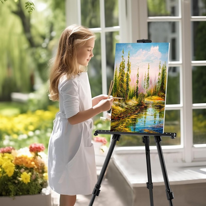 Art Easel for Painting and Display – 2pcs Adjustable Floor 66 Inch Folding gallery