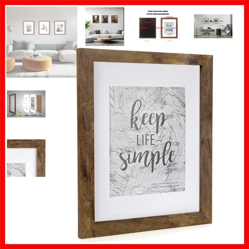 11×14 Picture Frame Rotten Brown 2 Pcs Wooden Frame can Display 8×10 Picture …