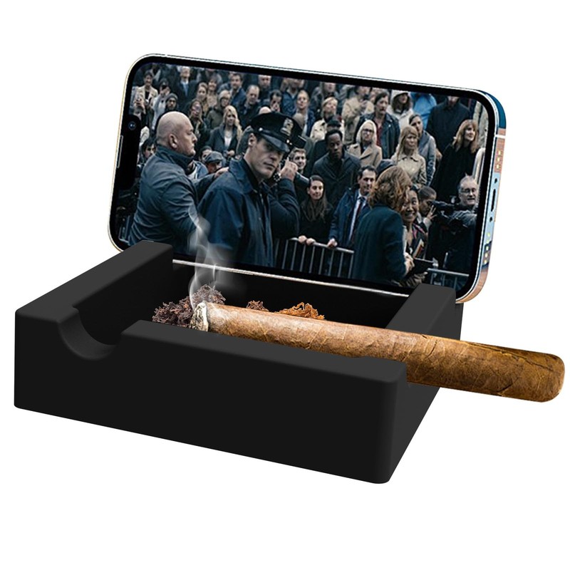 Outdoor Silicone Cigar Ashtray for Patio 5.9inch Large ash, Black