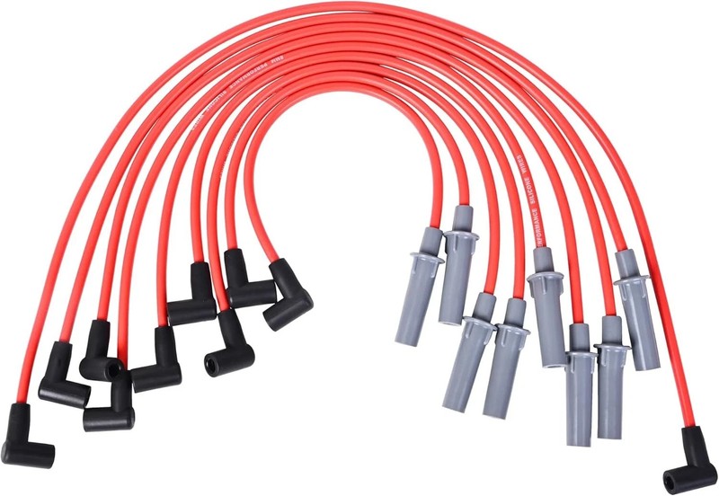 RLP Silicone Spark Plug Wires Set Red 8.0mm Compatible with Dodge B1500 2500 350