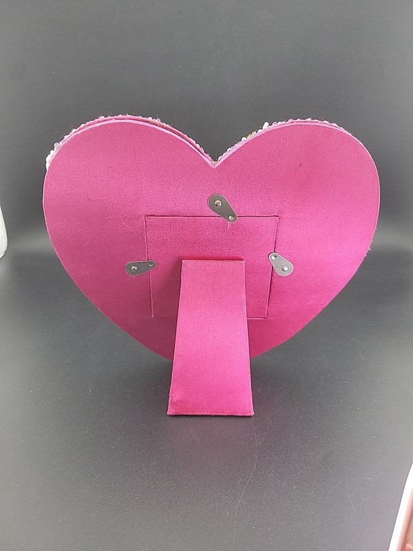 Beaded 7"X 7.5" Heart Shaped Picture Frame Pink Purple Lime White Crystal Beads gallery