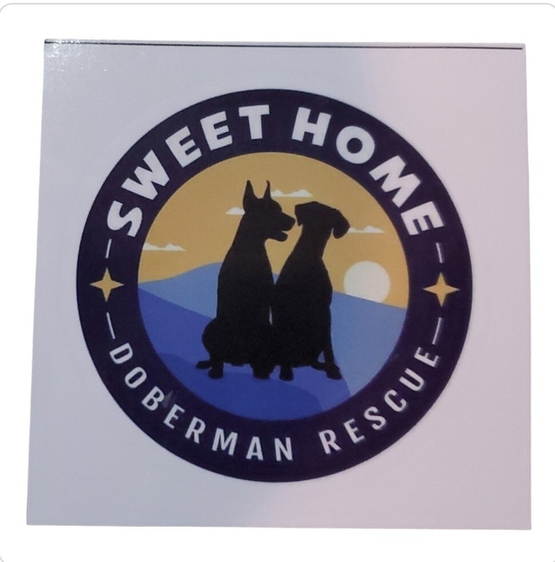 Sweet Home Doberman Rescue Decal. Every Sticker Sold Helps Save dogs – 3″x3″