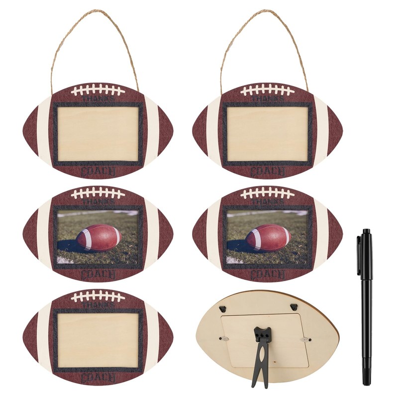 6 Pack Wooden Football Photo Frames with Signature Pens – 4×6 Inch Tabletop D…
