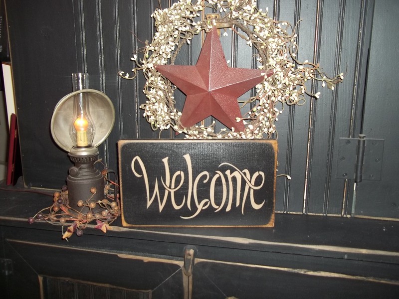WELCOME sign prim Rustic Country Home Decor Sign front porch outdoor spring Sign