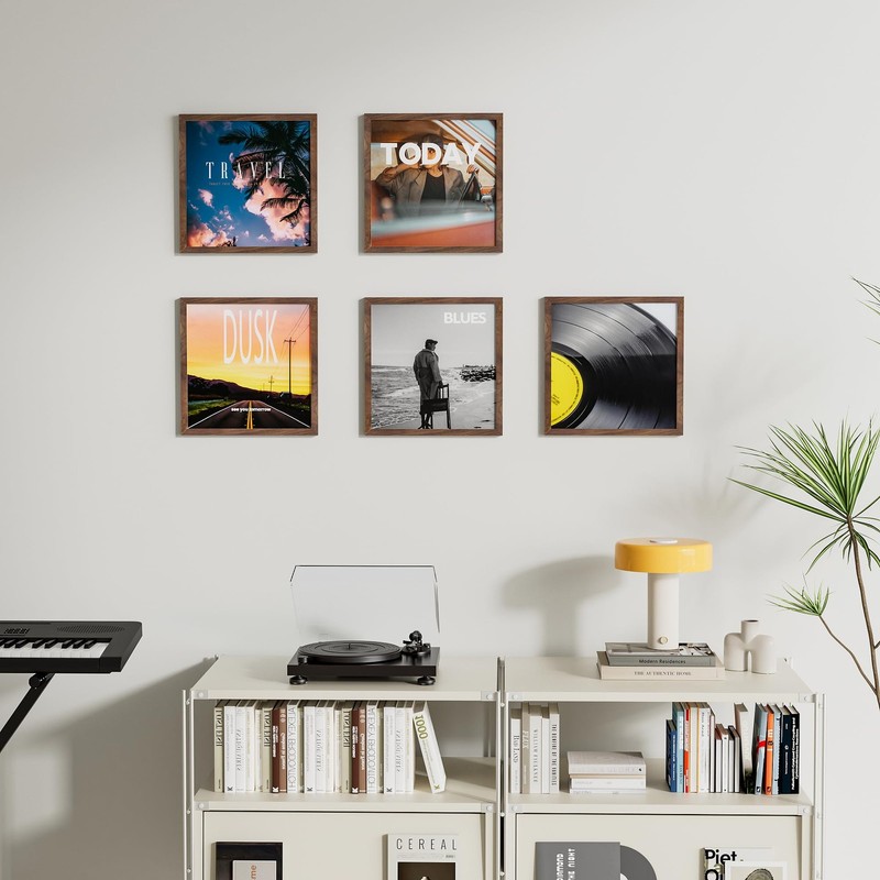Vinyl Record Frame Natural Walnut Wood for 12.5 X 12.5 Inches LP Record Album... gallery