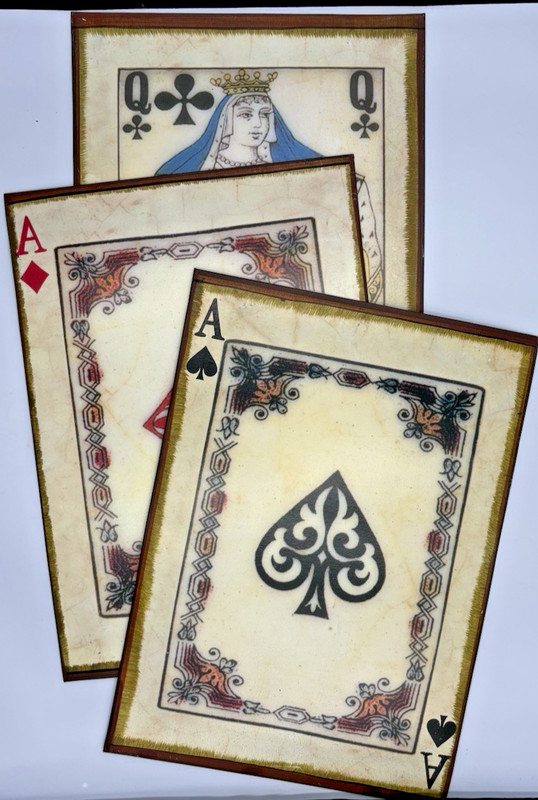 Ace Of Spades & Diamonds, Queen Of Clovers Metal Tin Wall Art 13.75 x 10”