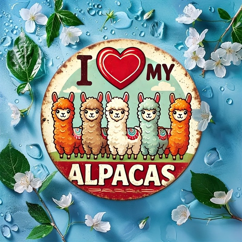 1pc8 x 8inch (20 x 20cm)alpaca Tin Metal Signs Wall Art Sign- Round Aluminum Wal gallery
