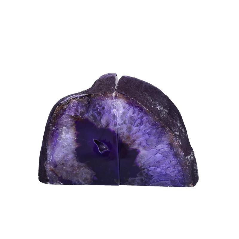 Amoystone Agate Bookends Purple Decorative Stone Book Holders For Hardback Book